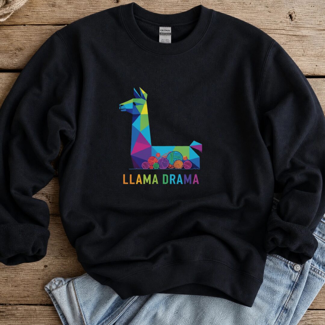 Llama Drama Sweatshirt Black t-shirt