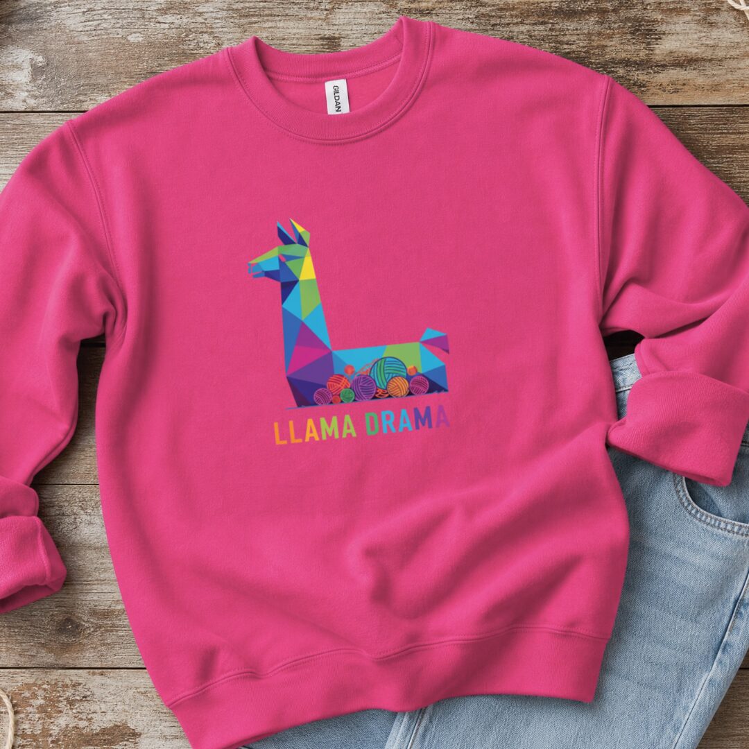 Llama Drama Sweatshirt Bright Pink t-shirt