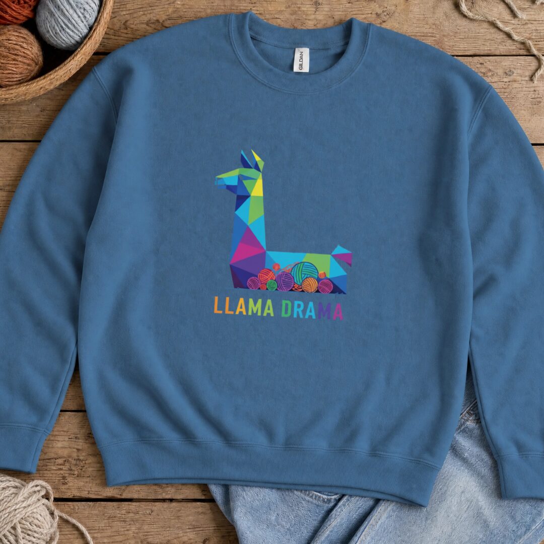 Llama Drama Sweatshirt Indigo Blue t-shirt