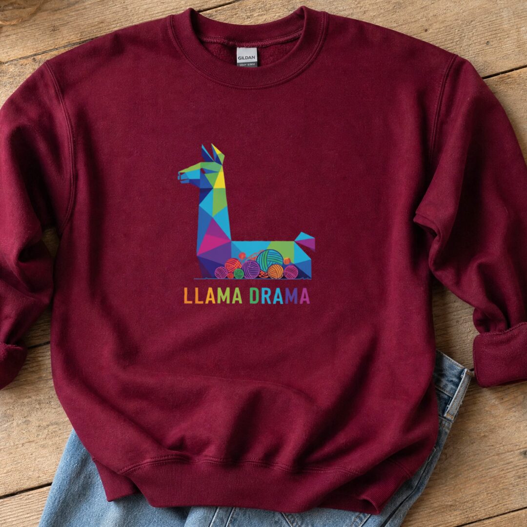 Llama Drama Sweatshirt Maroon t-shirt