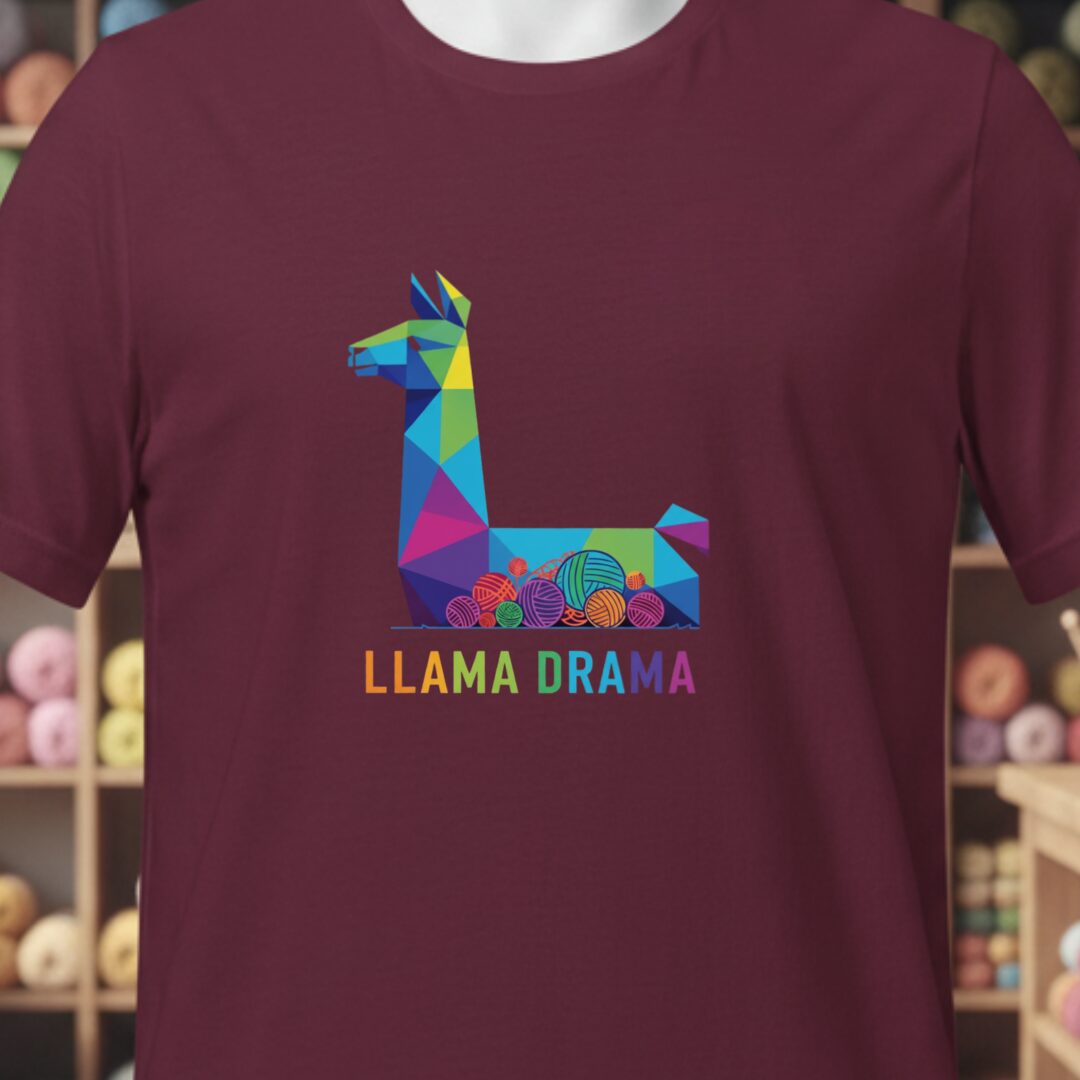 Llama Drama T-Shirt Maroon t-shirt