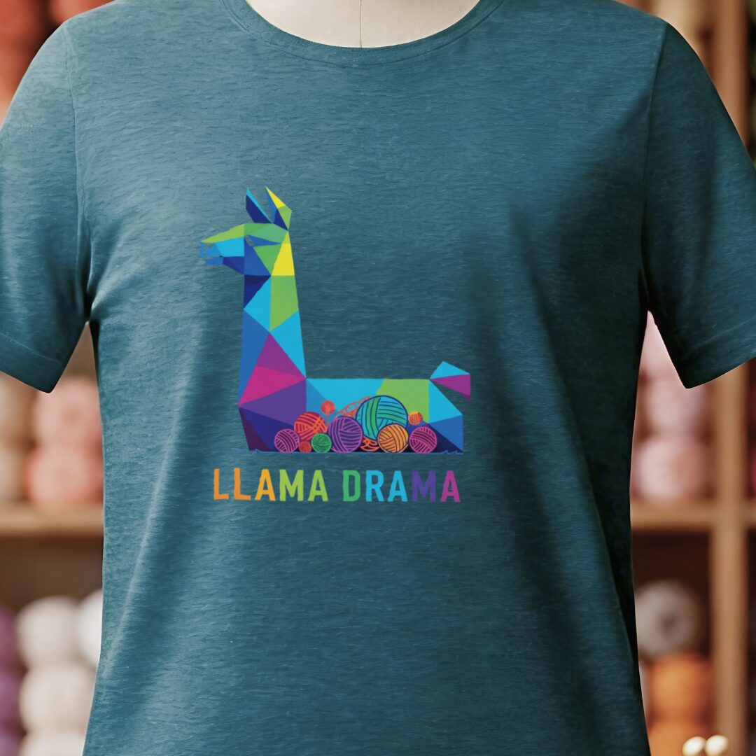 Llama Drama T-Shirt Teal Blue t-shirt