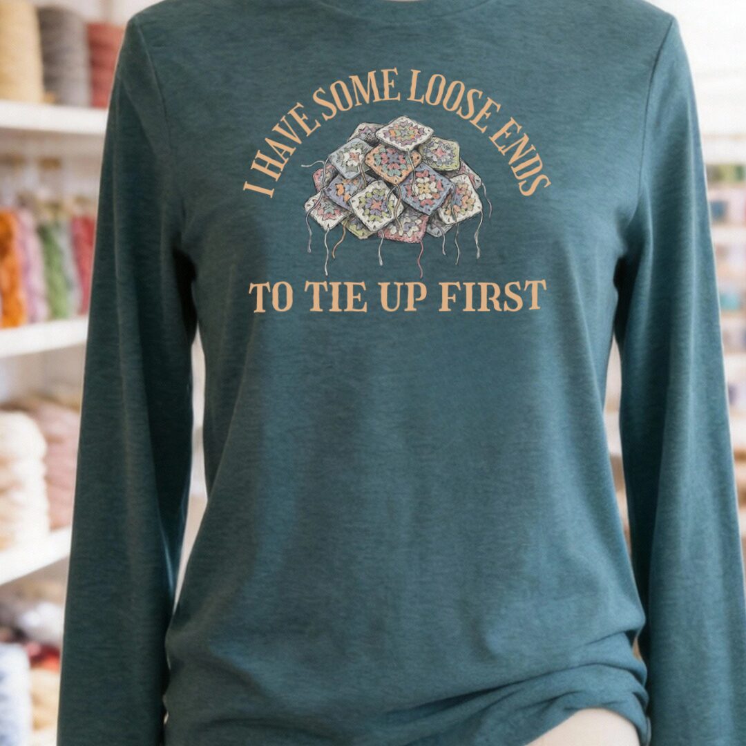 Loose Ends Long Sleeve Tee Teal Blue t-shirt