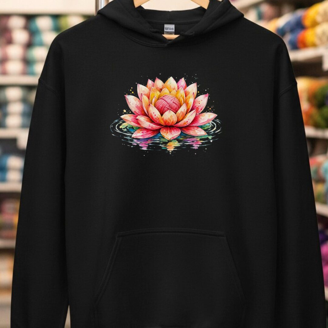 Lotus Yarn Hoodie Black t-shirt
