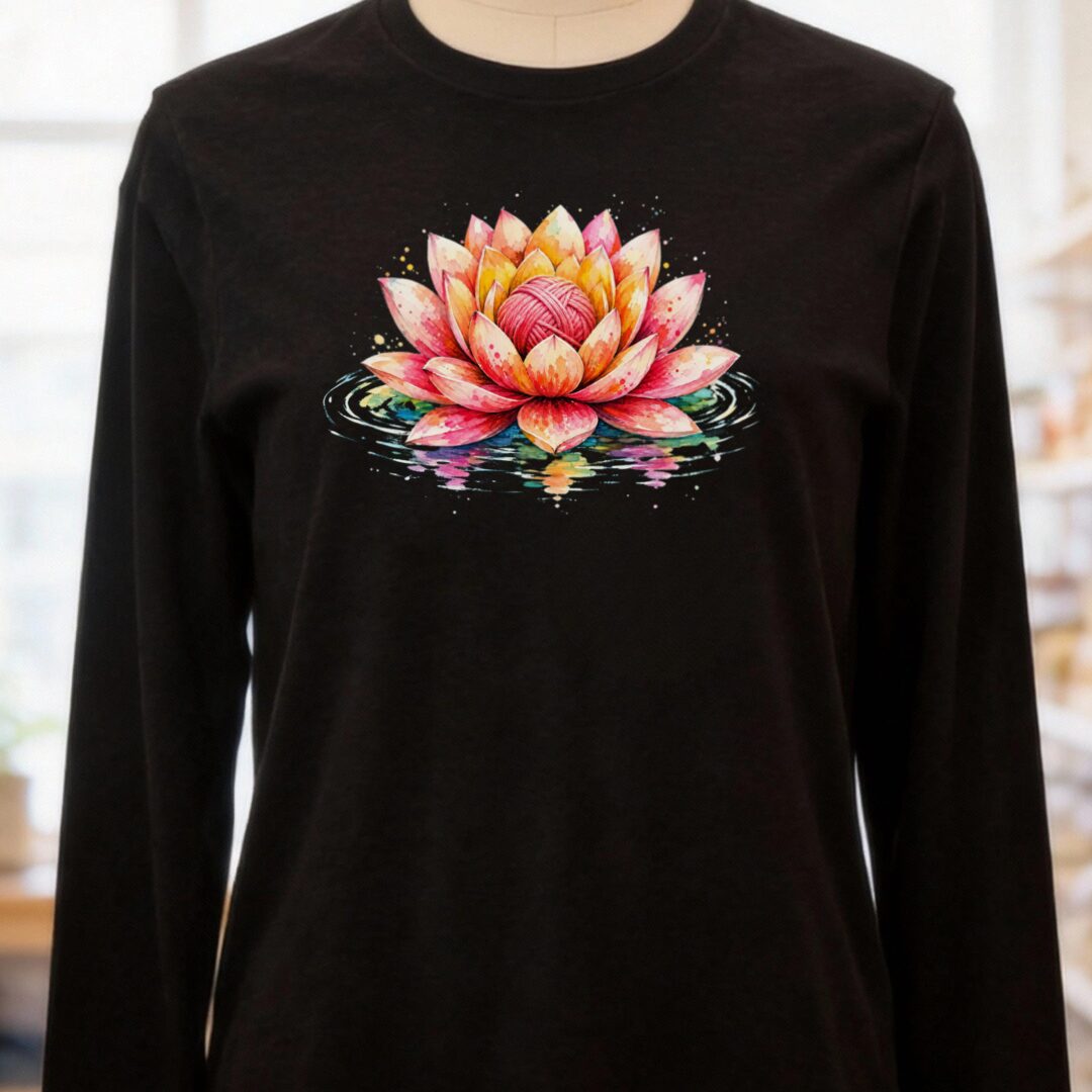 Lotus Yarn Long Sleeve Tee Black t-shirt