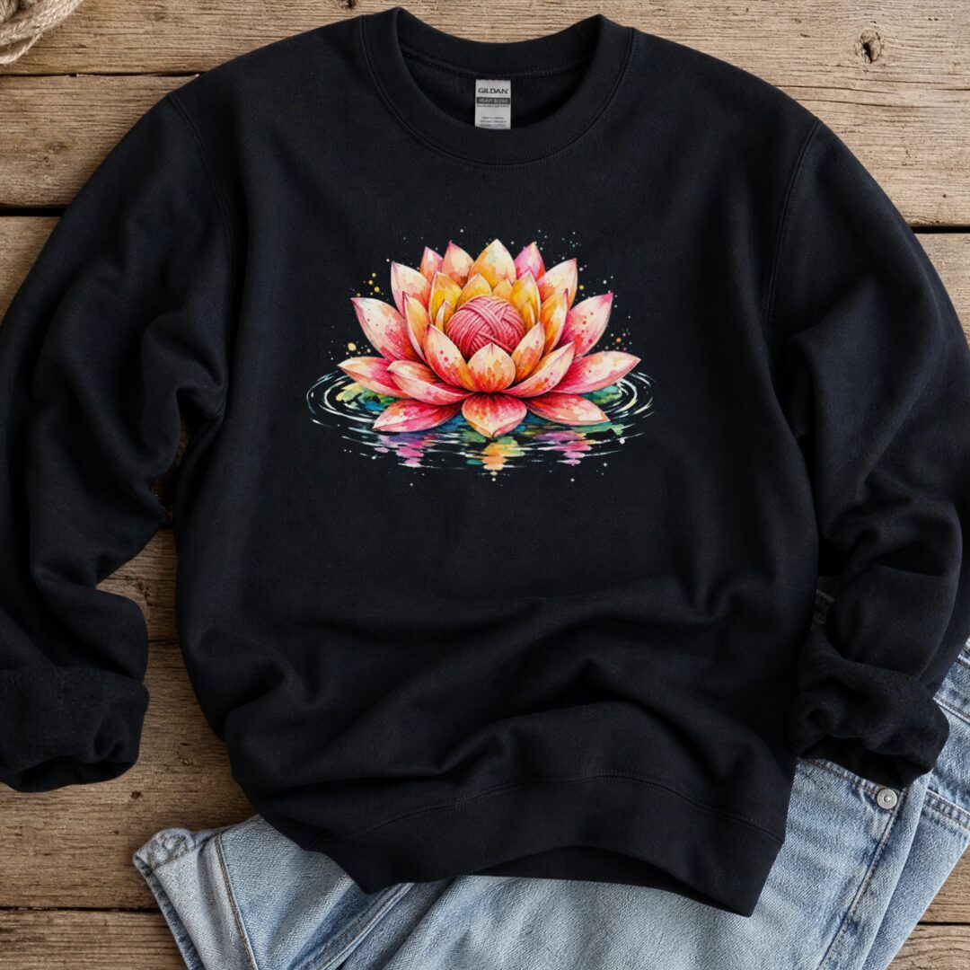 Lotus Yarn Sweatshirt Black t-shirt