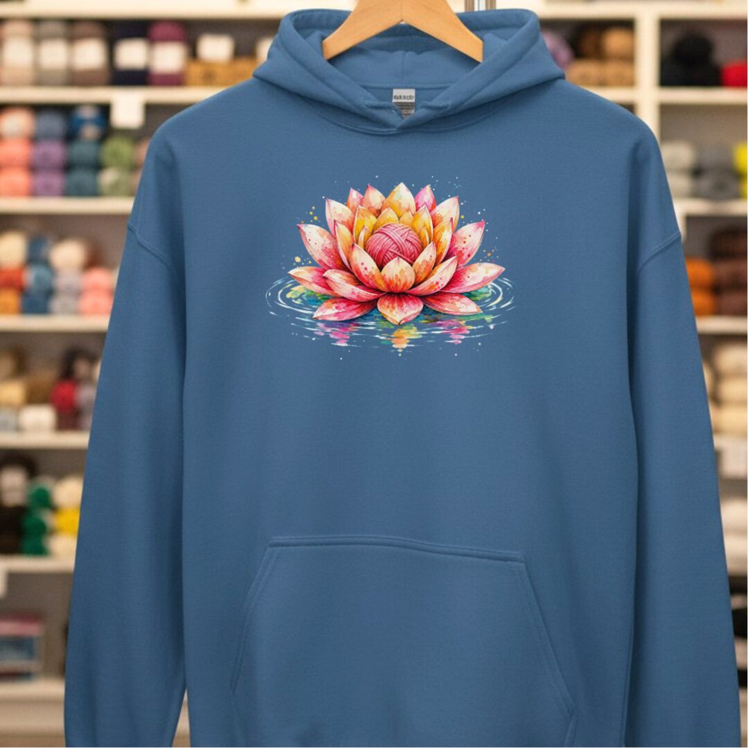 Lotus Yarn Hoodie Indigo Blue t-shirt