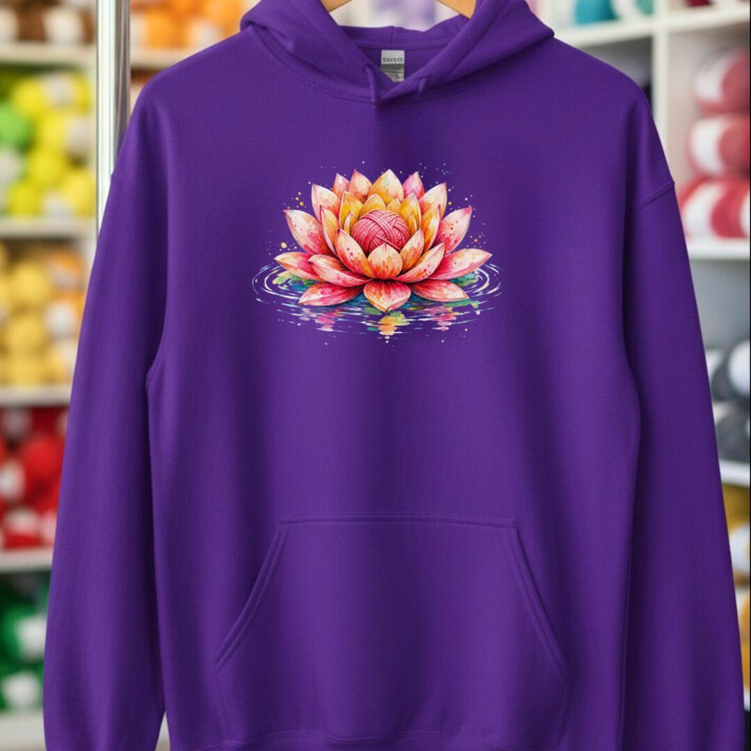 Lotus Yarn Hoodie Purple t-shirt