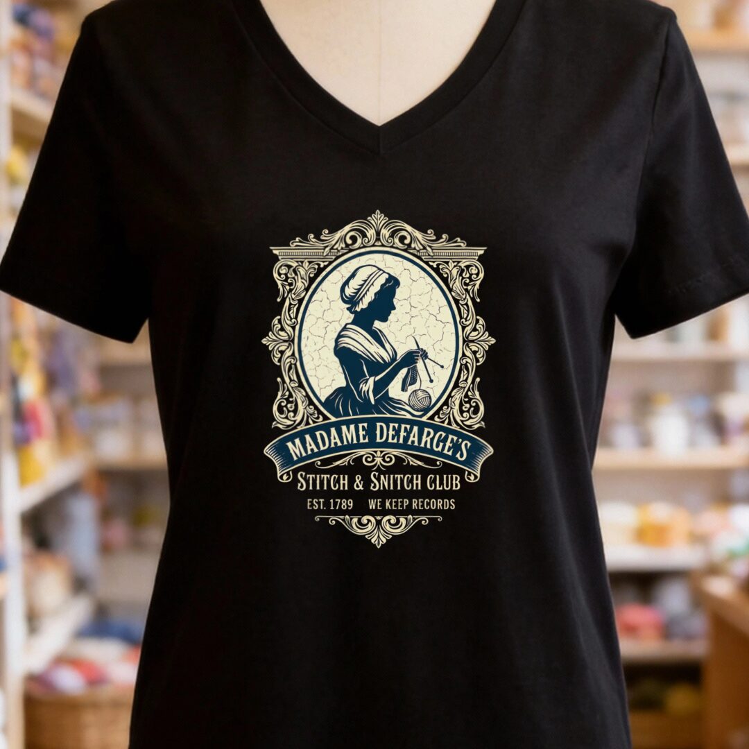 Madame Defarge Club V-Neck T-Shirt Black t-shirt