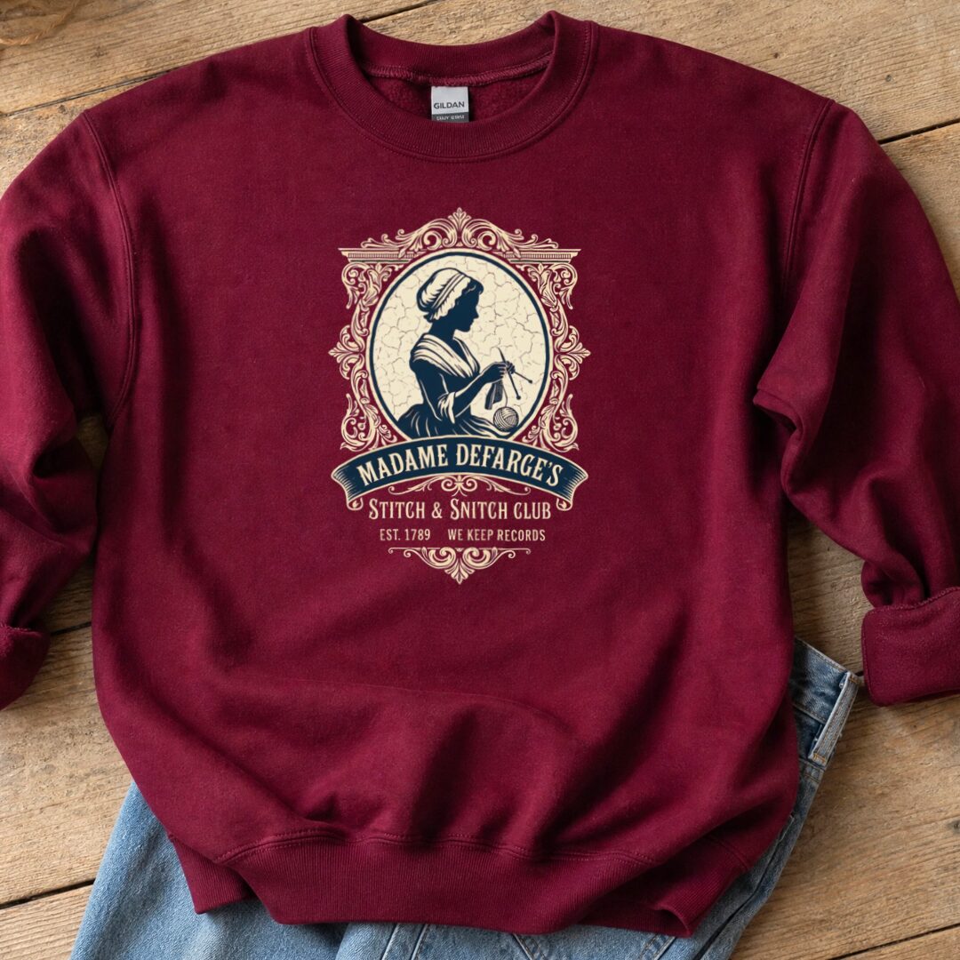 Madame Defarge Club Sweatshirt Maroon t-shirt