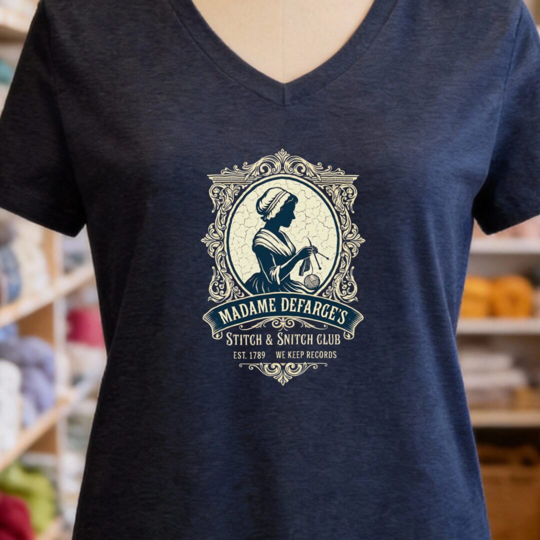 Madame Defarge Club V-Neck T-Shirt Navy t-shirt