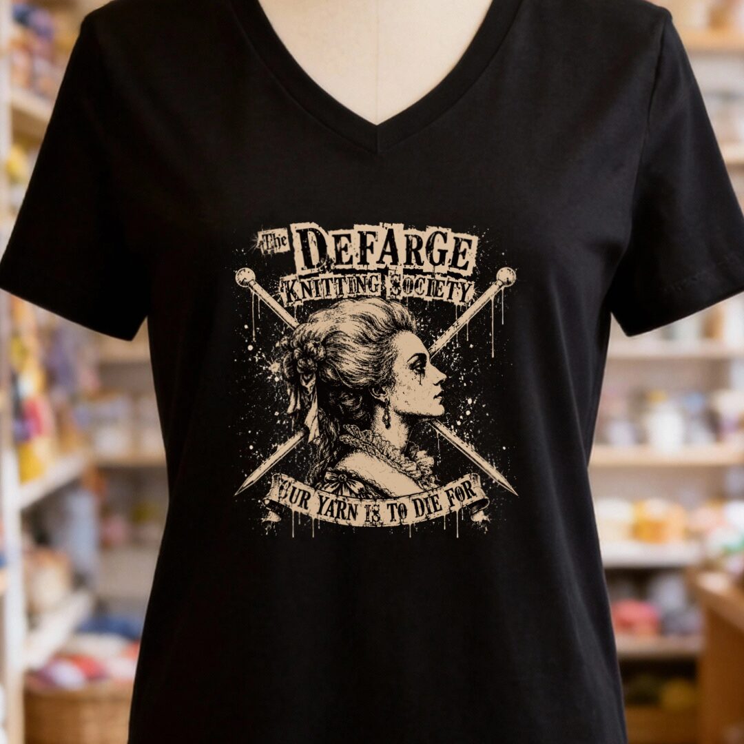 Madame Defarge Society V-Neck T-Shirt Black t-shirt