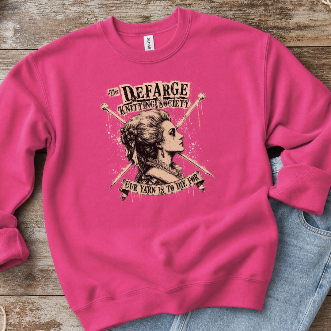 Madame Defarge Society Sweatshirt Bright Pink t-shirt