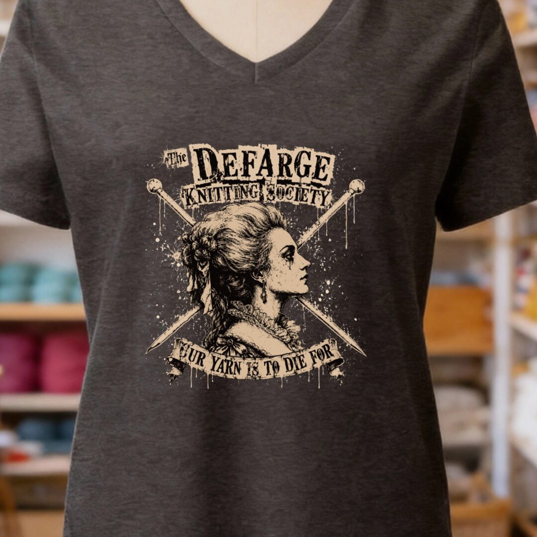 Madame Defarge Society V-Neck T-Shirt Dark Grey t-shirt