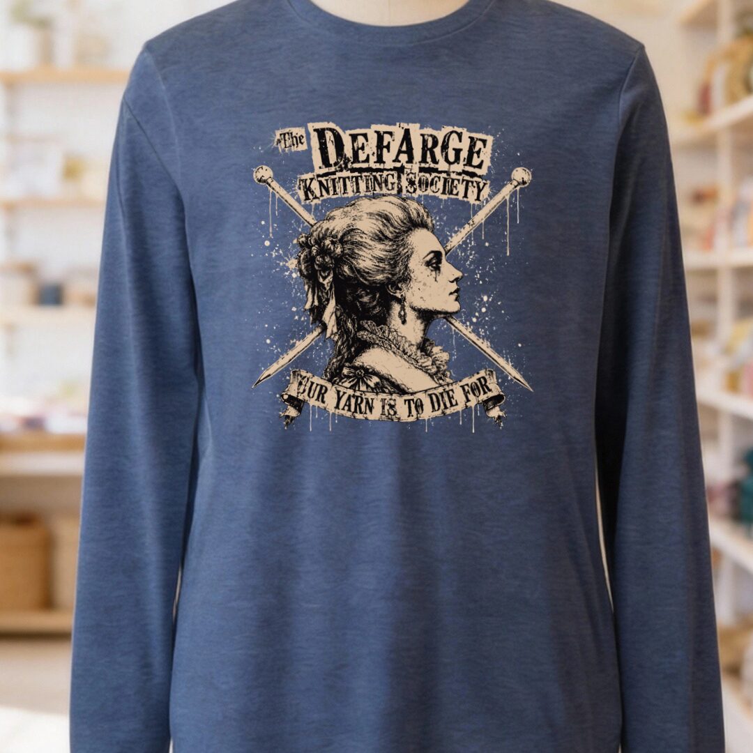 Madame Defarge Society Long Sleeve Tee Navy t-shirt