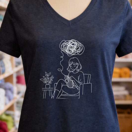 Mental Health V-Neck T-Shirt Navy t-shirt