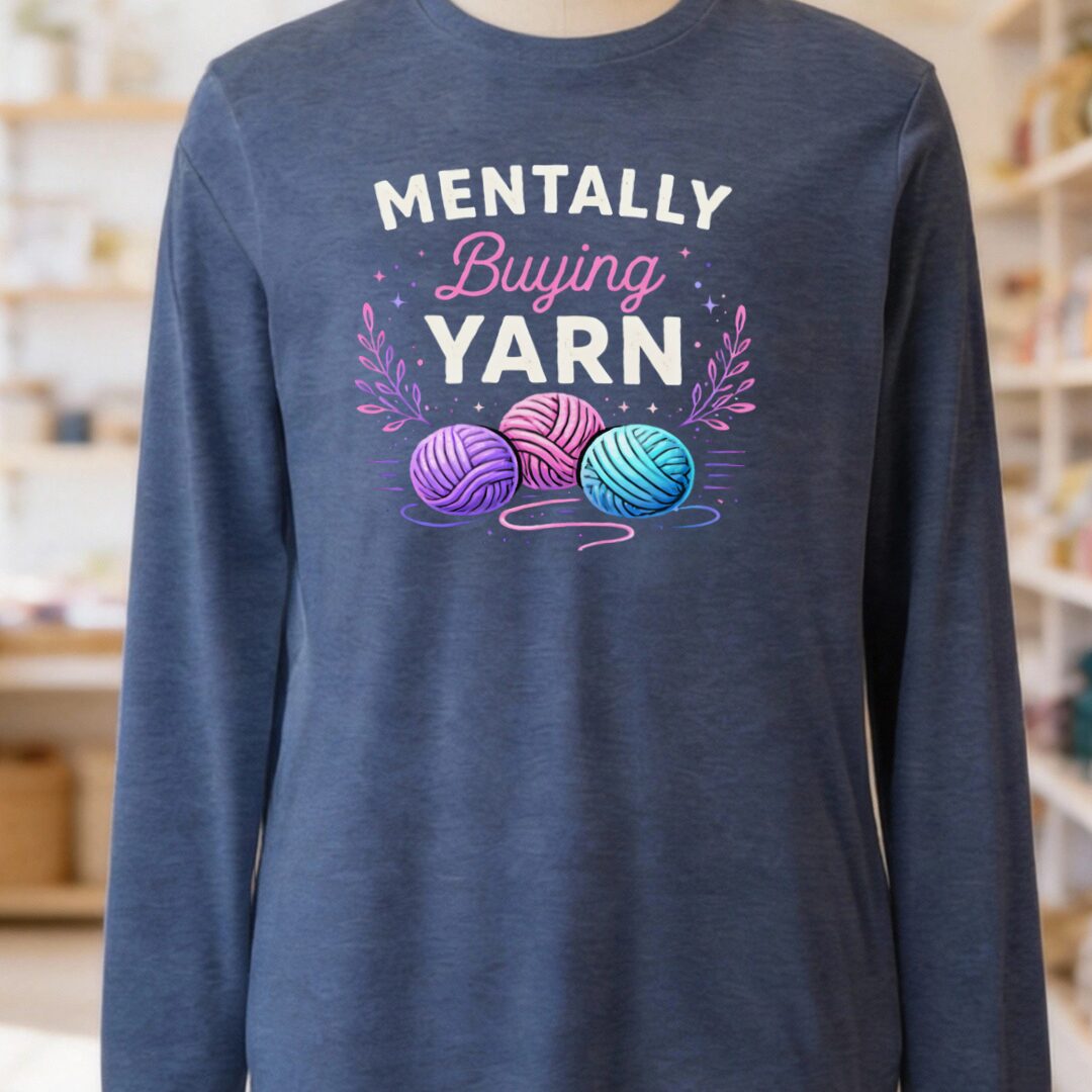 Mentally Buying Yarn Long Sleeve Tee Navy t-shirt