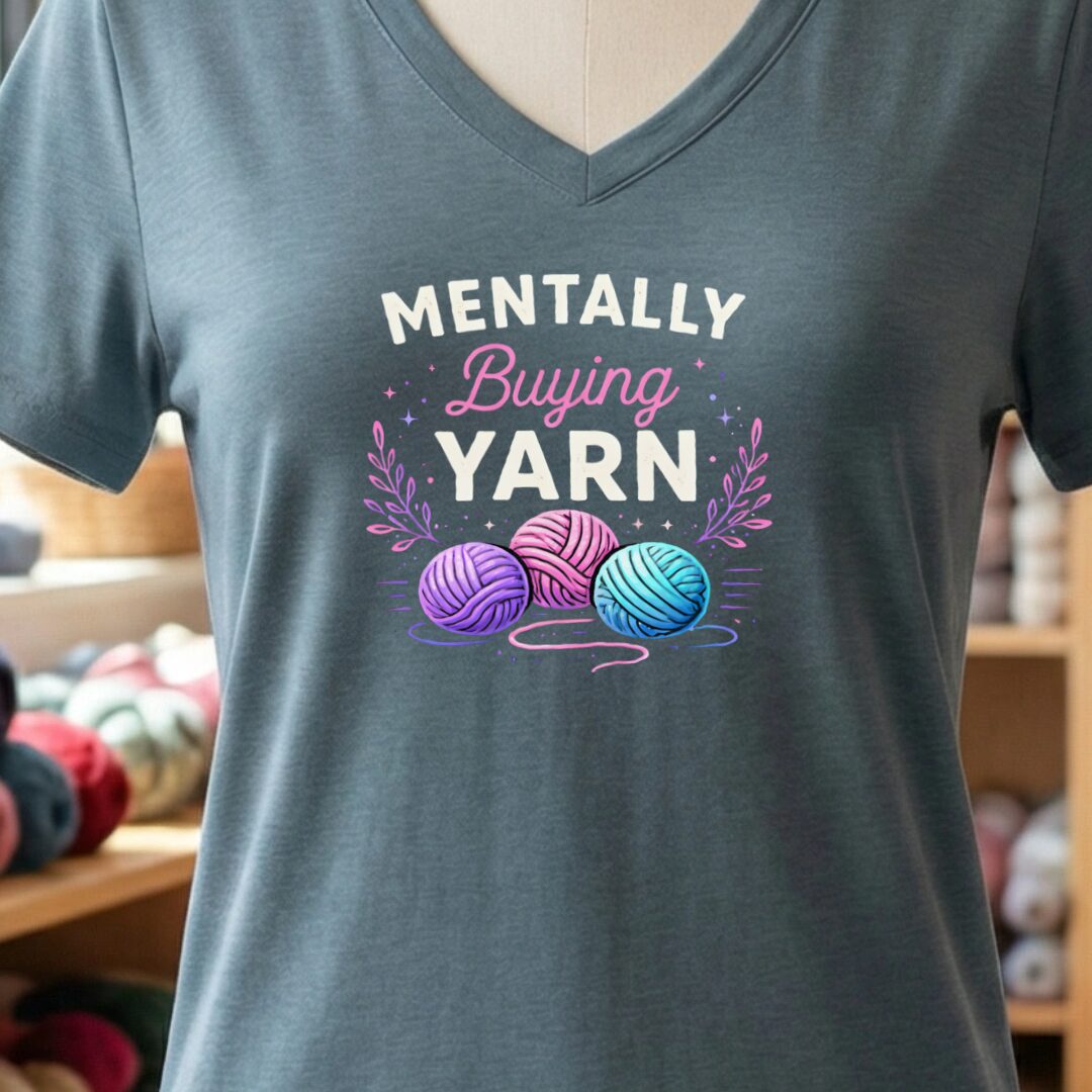 Mentally Buying Yarn V-Neck T-Shirt Slate t-shirt