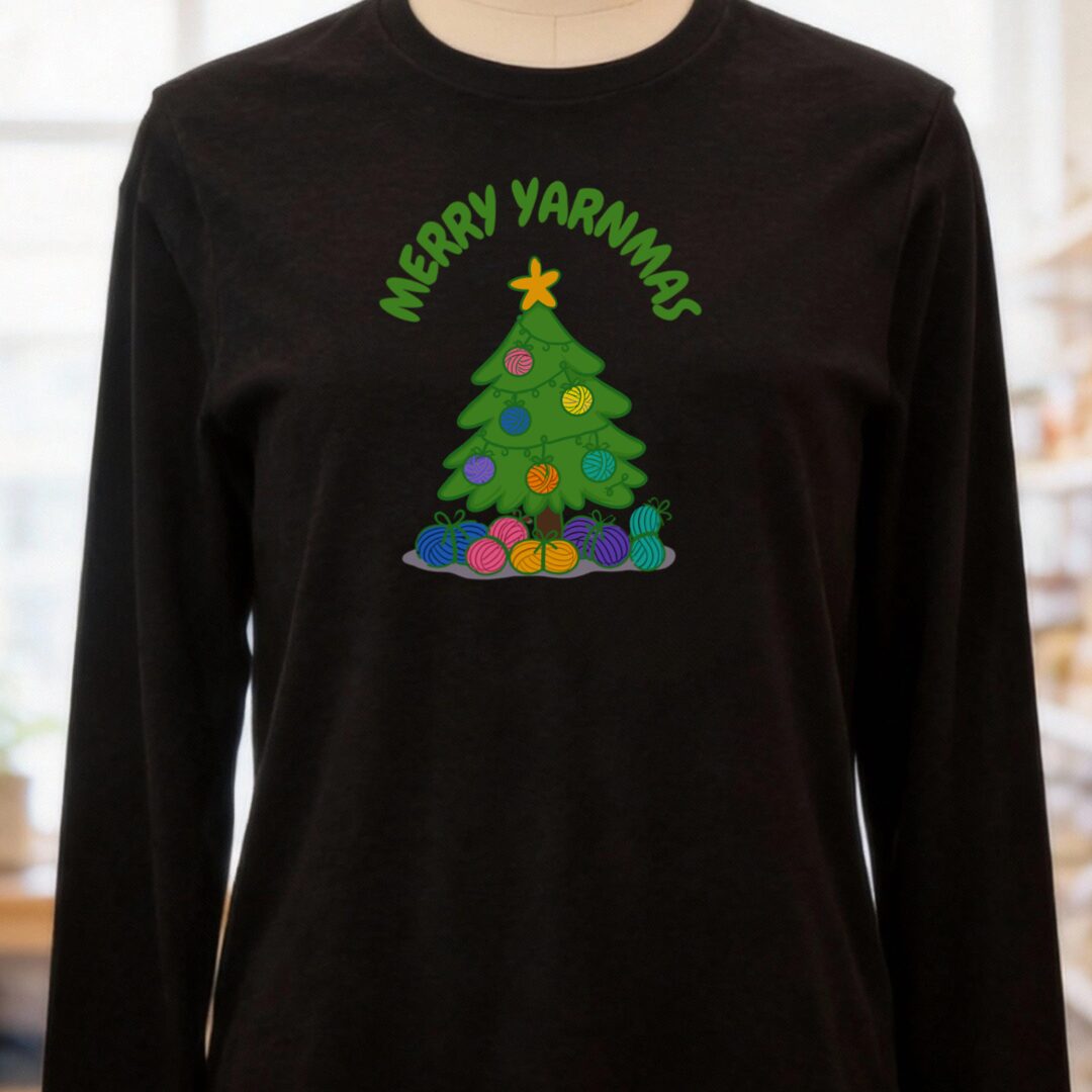 Merry Yarnmas Long Sleeve Tee Black t-shirt