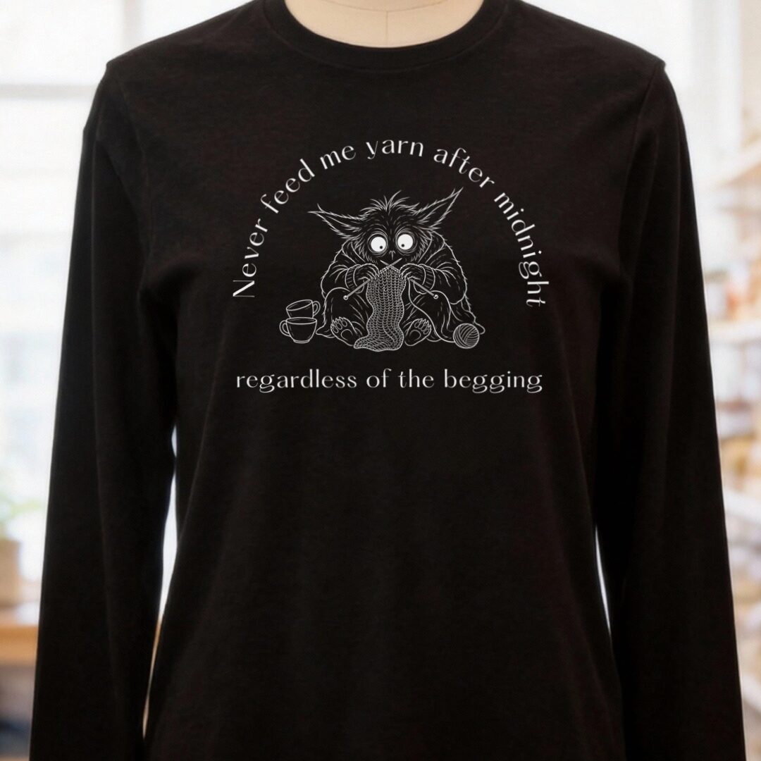 Midnight Yarn Gremlin Black Long Sleeve Tee.jpg
