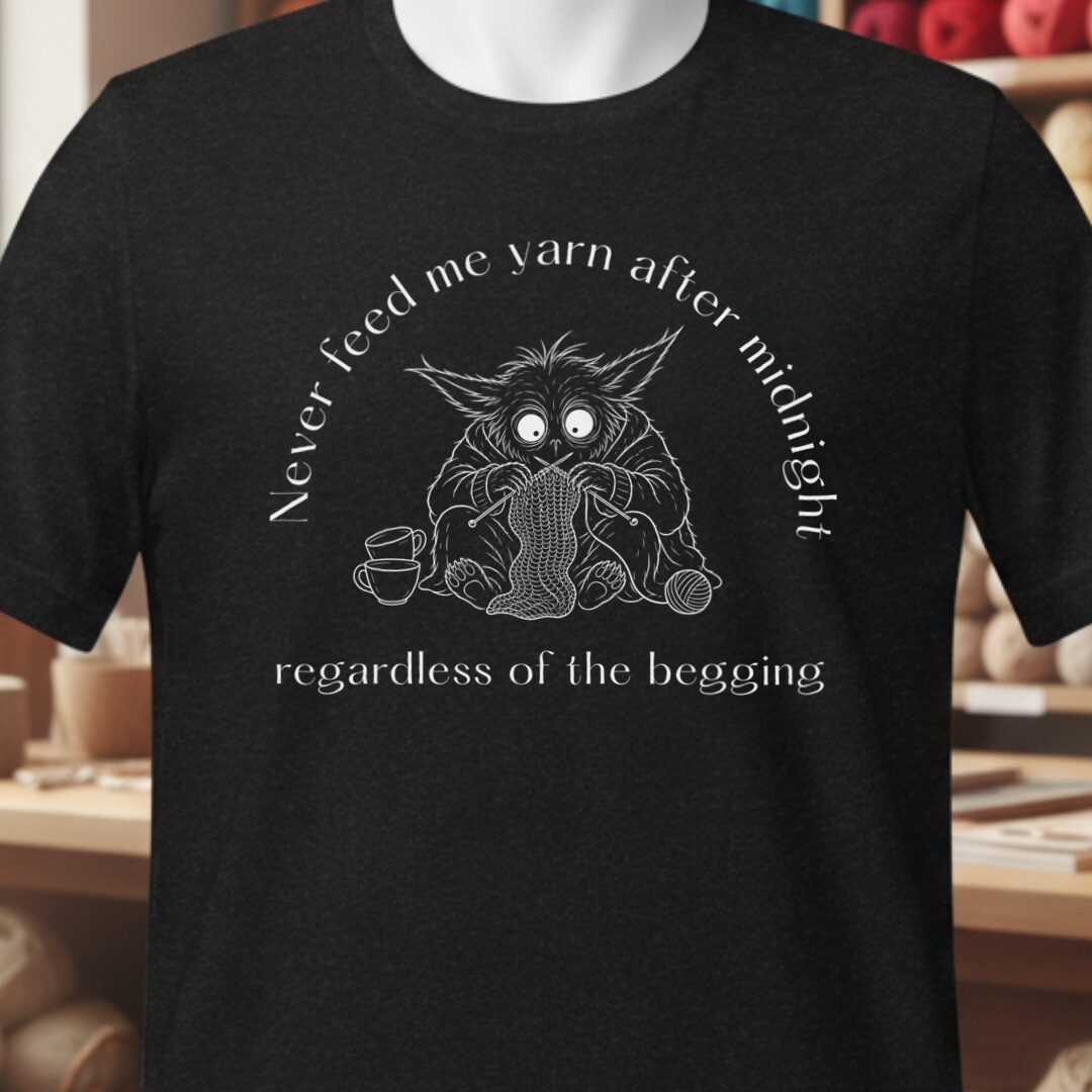 Midnight Yarn Gremlin Black T-Shirt.jpg