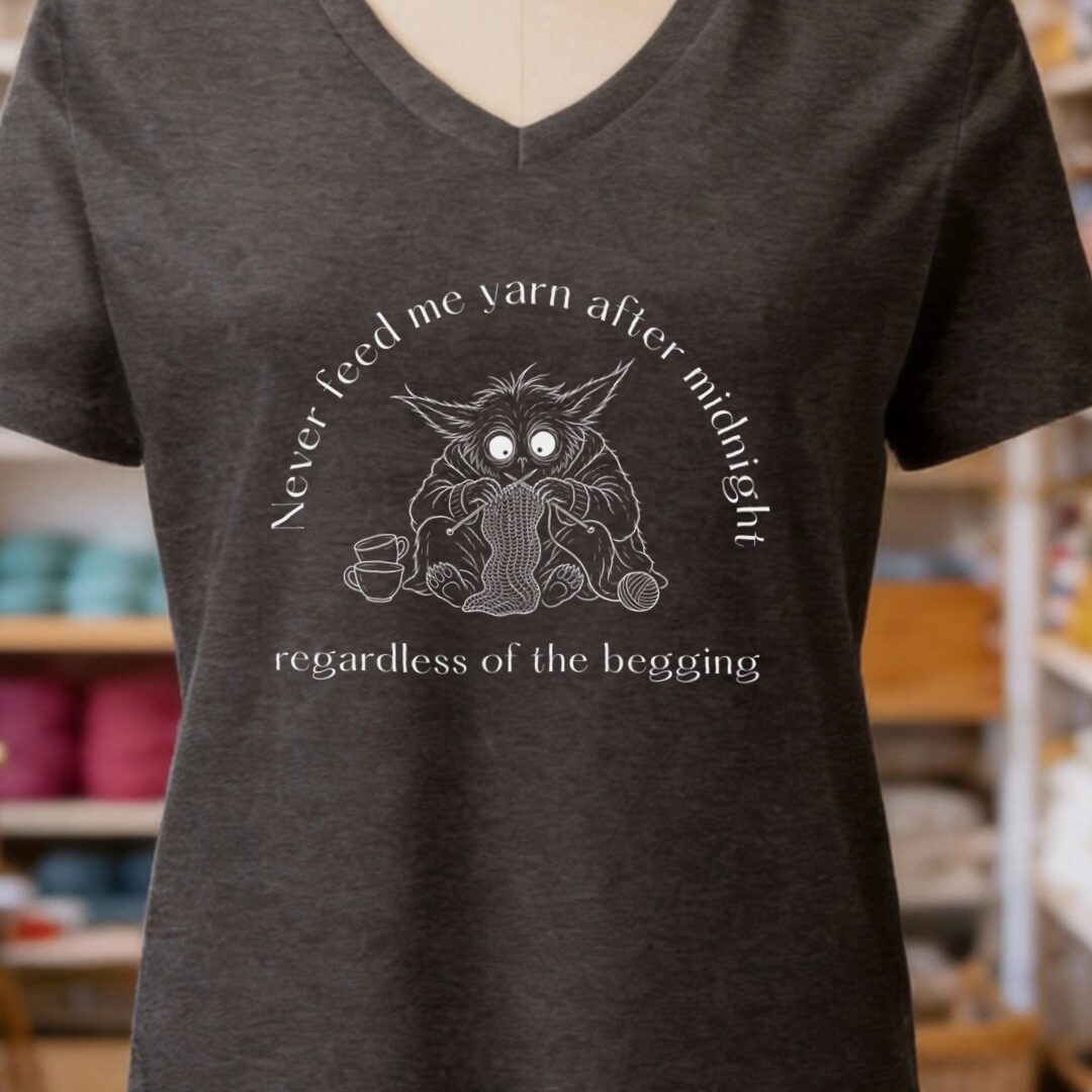 Midnight Yarn Gremlin Dark Grey V Neck.jpg