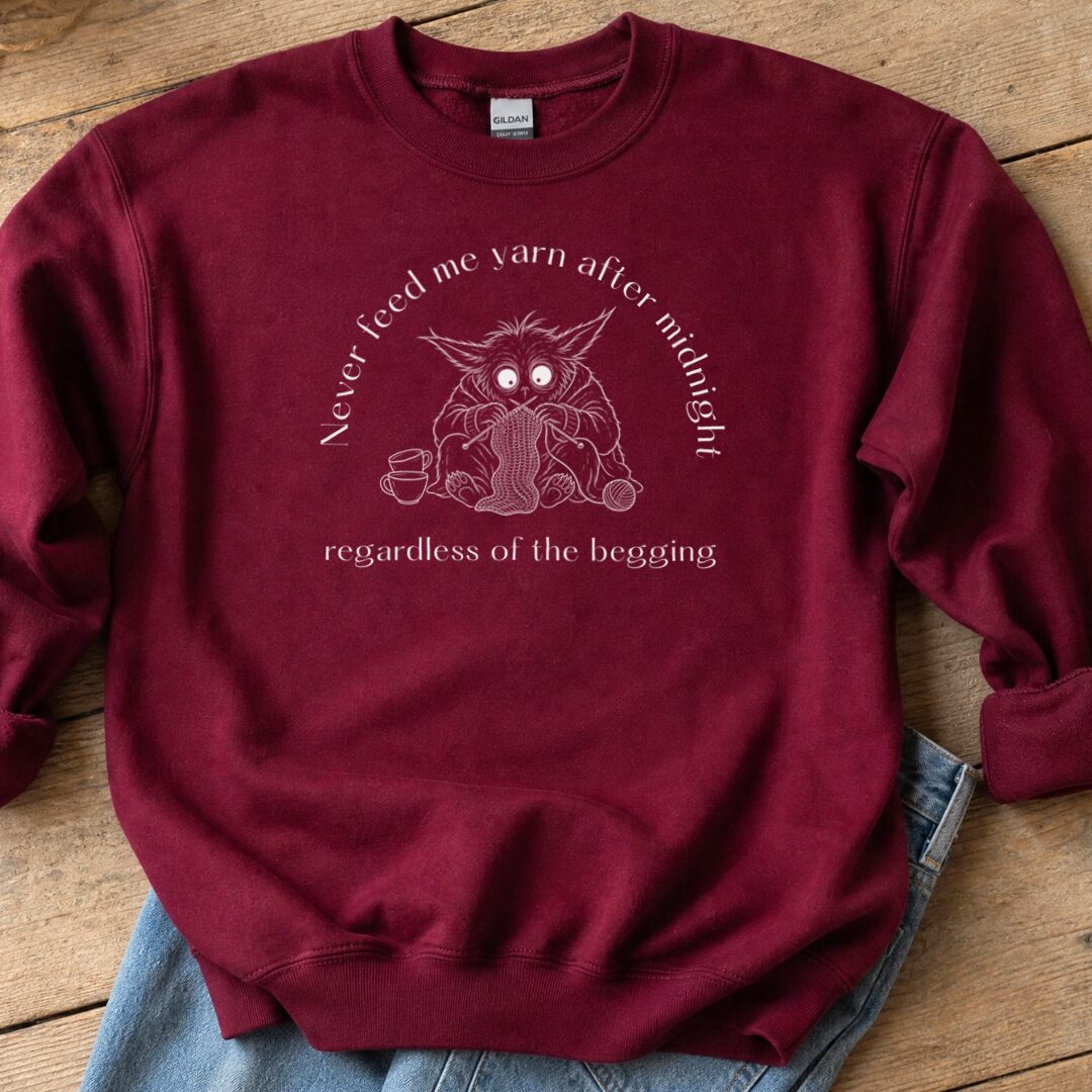 Midnight Yarn Gremlin Maroon Sweatshirt.jpg
