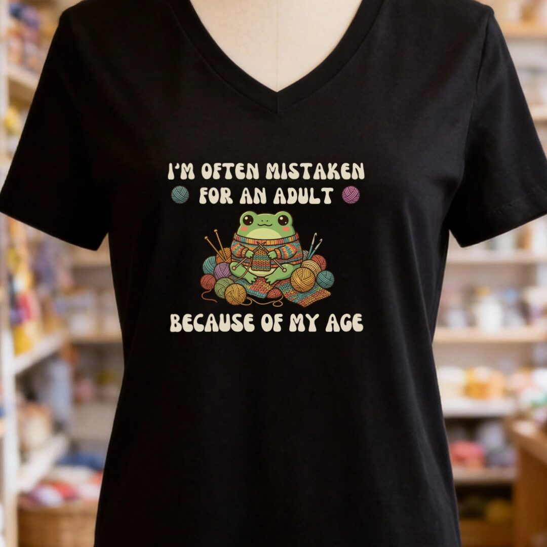 Mistaken For An Adult V-Neck T-Shirt Black t-shirt