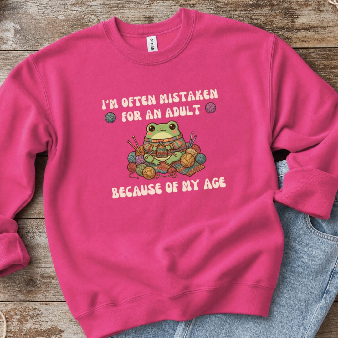 Mistaken For An Adult Sweatshirt Bright Pink t-shirt