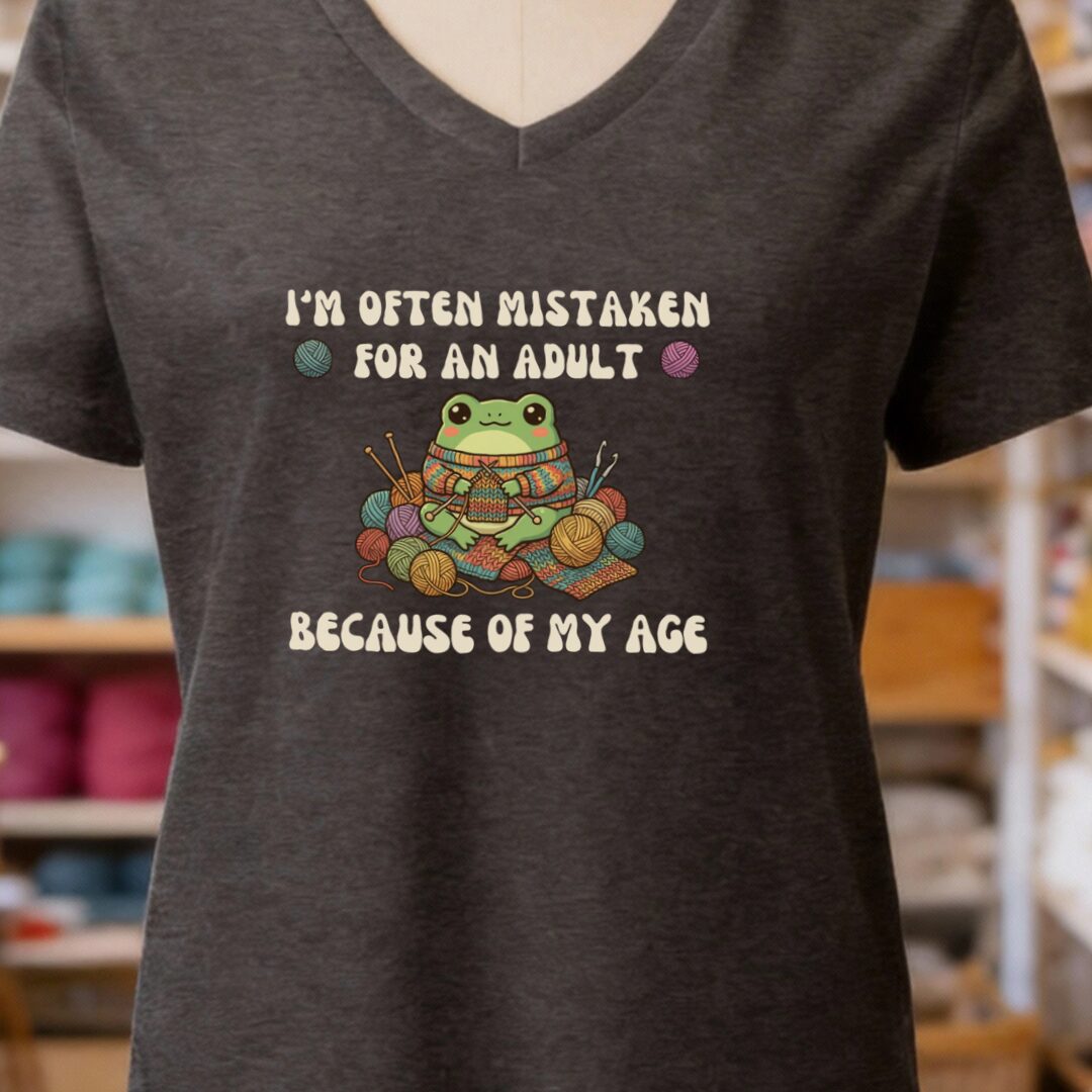Mistaken For An Adult V-Neck T-Shirt Dark Grey t-shirt