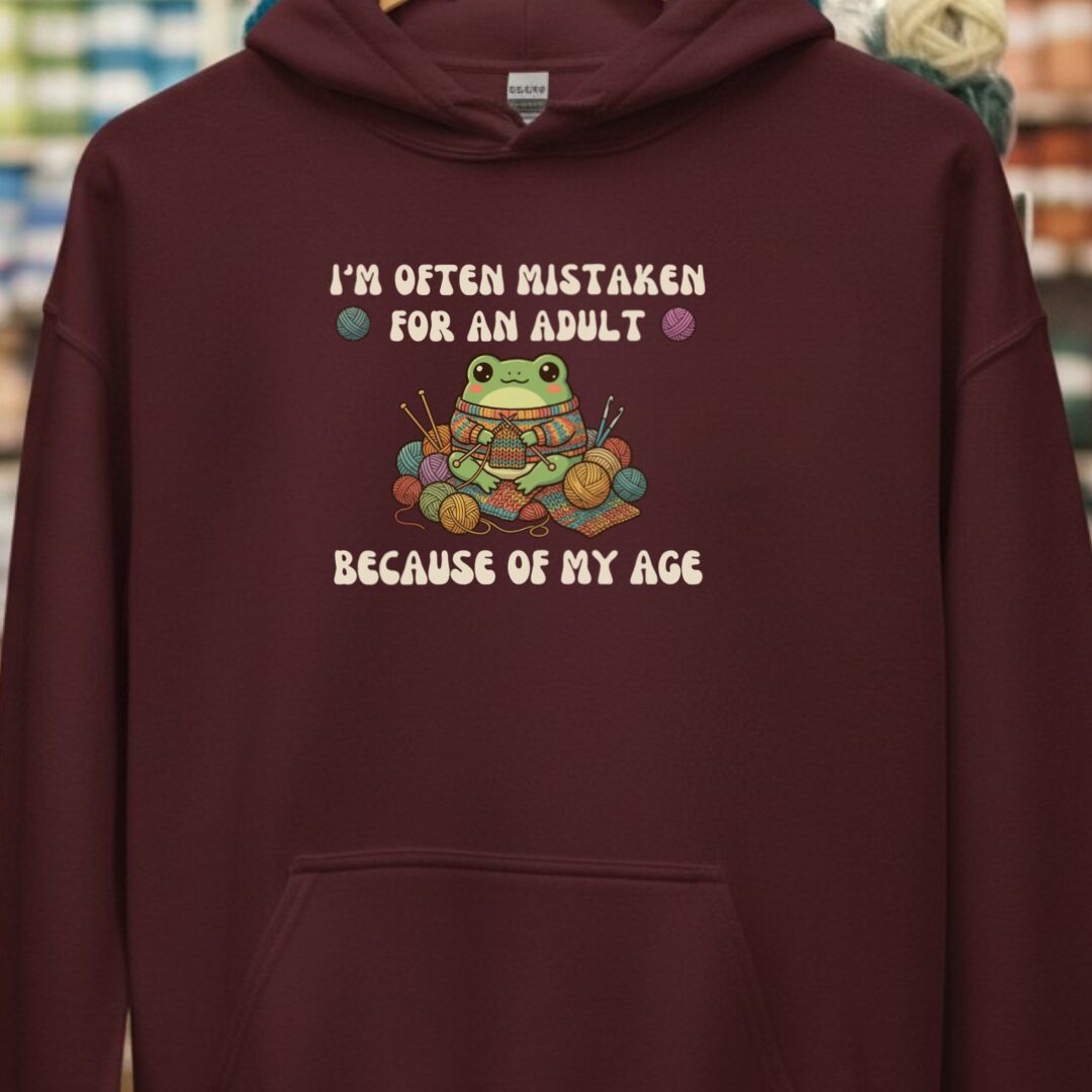 Mistaken For An Adult Hoodie Maroon t-shirt