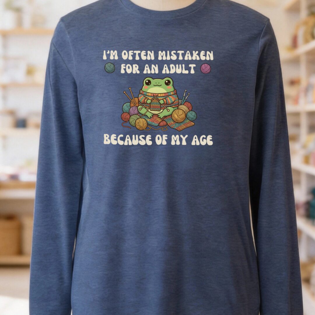Mistaken For An Adult Long Sleeve Tee Navy t-shirt