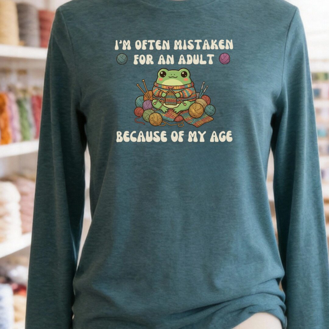 Mistaken For An Adult Long Sleeve Tee Teal Blue t-shirt
