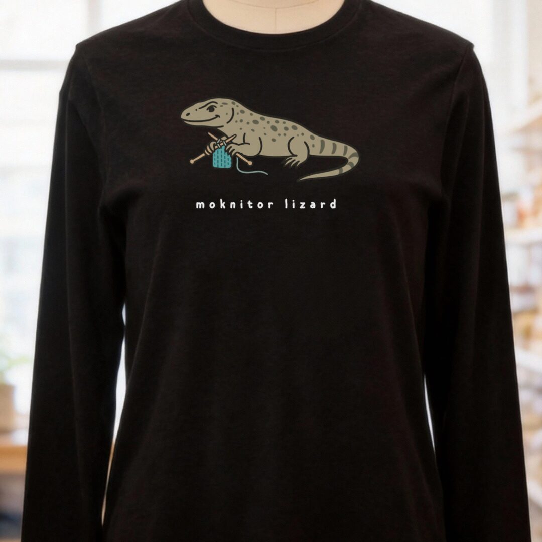 Moknitor Lizard Long Sleeve Tee Black t-shirt