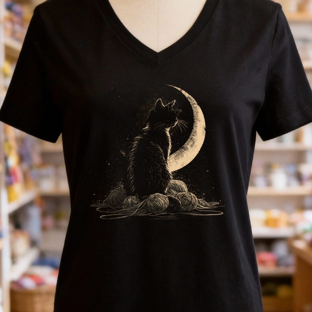 Moonlit Cat Black V Neck.jpg