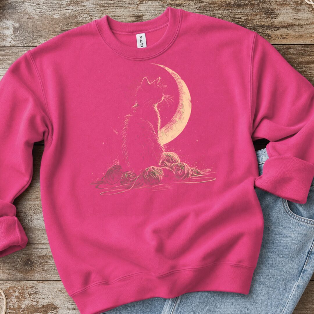 Moonlit Cat Bright Pink Sweatshirt.jpg