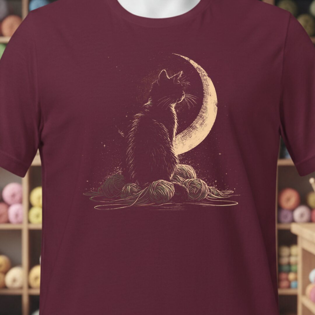 Moonlit Cat Maroon T-Shirt.jpg