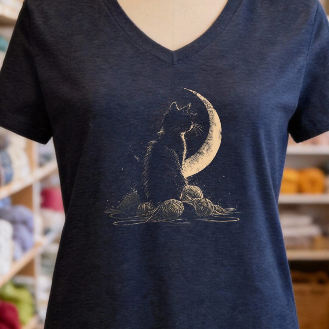 Moonlit Cat Navy V Neck.jpg