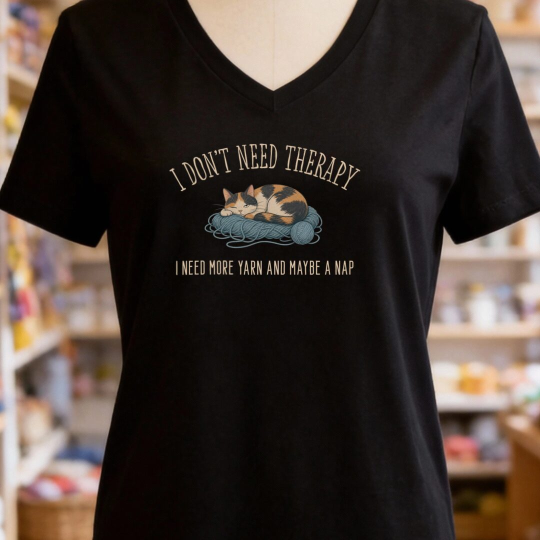 More Therapy V-Neck T-Shirt Black t-shirt