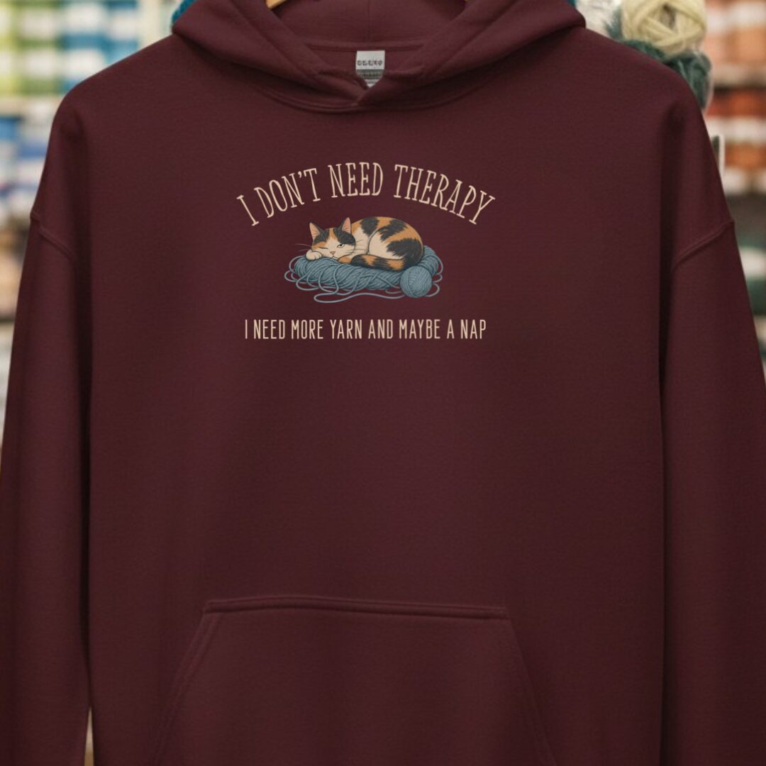 More Therapy Hoodie Maroon t-shirt