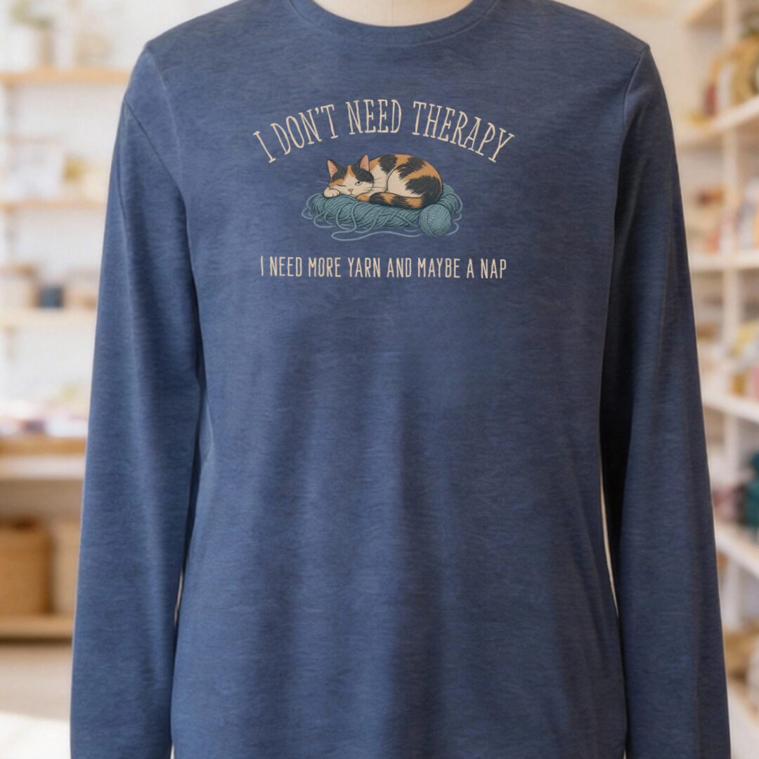 More Therapy Long Sleeve Tee Navy t-shirt