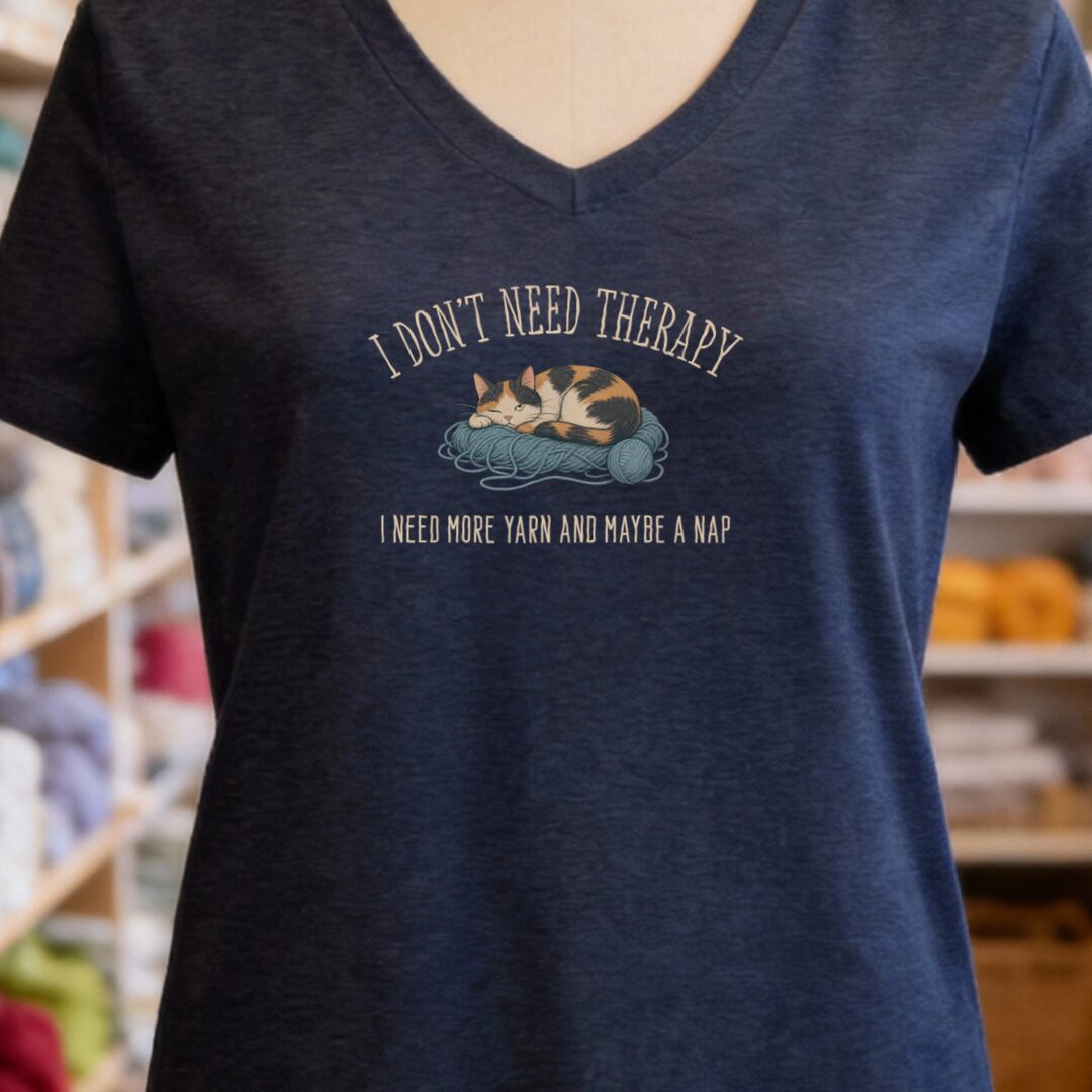 More Therapy V-Neck T-Shirt Navy t-shirt