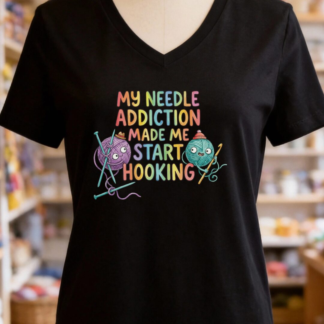 My Needle Addiction V-Neck T-Shirt Black t-shirt
