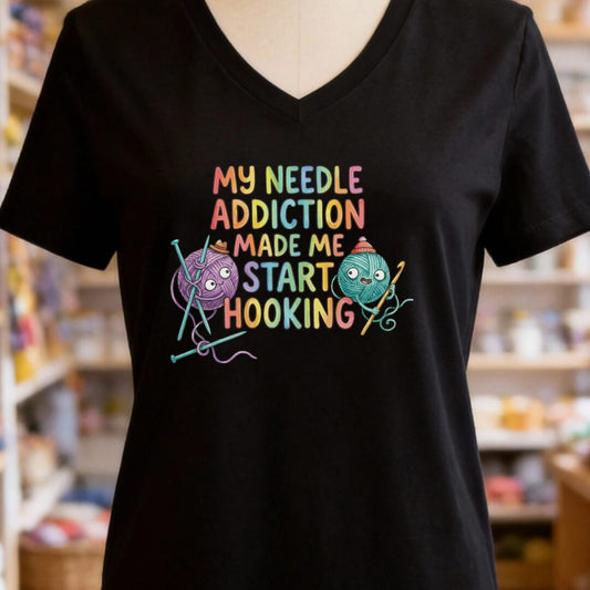 My Needle Addiction V-Neck T-Shirt Black t-shirt