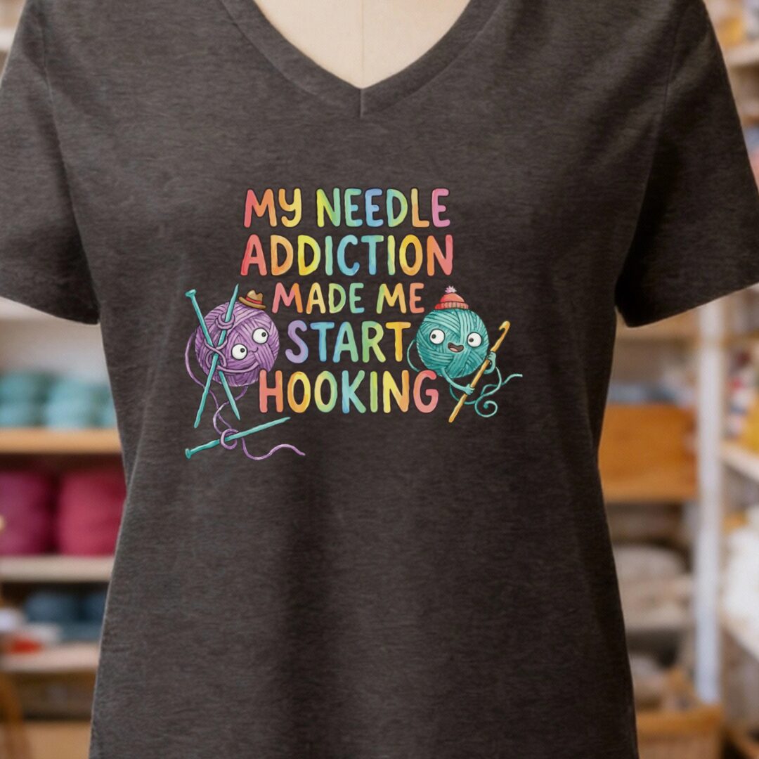 My Needle Addiction V-Neck T-Shirt Dark Grey t-shirt