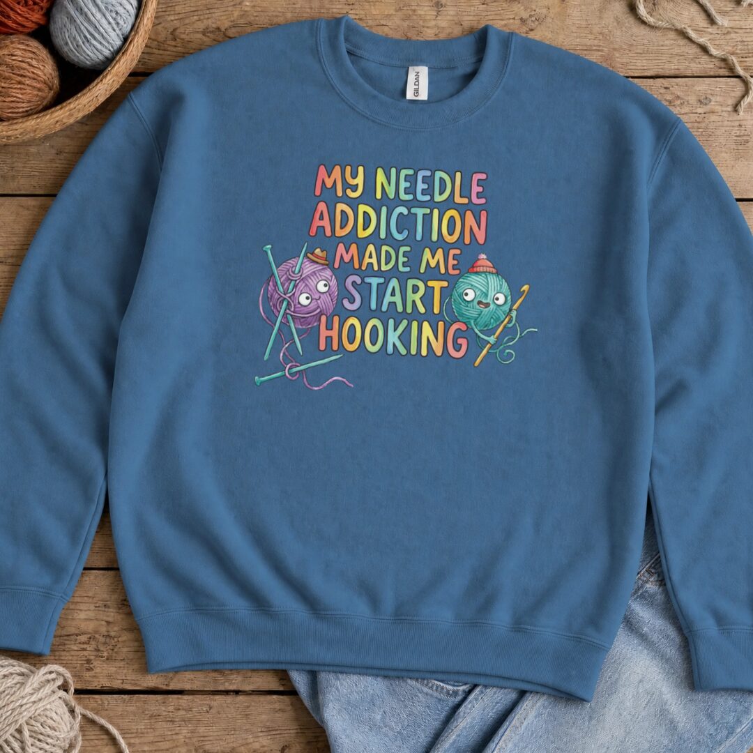 My Needle Addiction Sweatshirt Indigo Blue t-shirt