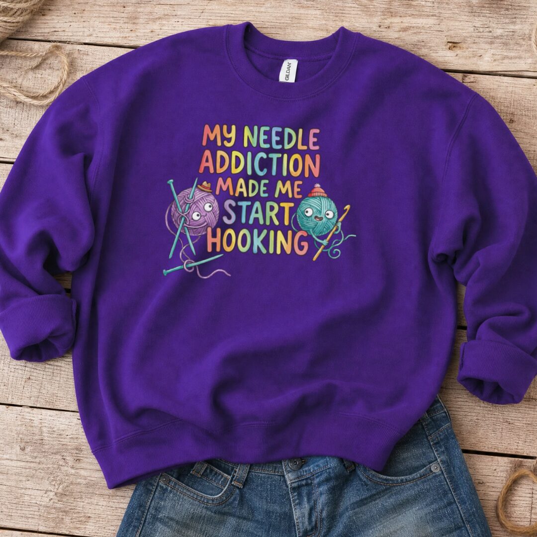 My Needle Addiction Sweatshirt Purple t-shirt