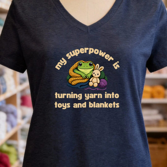 My Superpower V-Neck T-Shirt Navy t-shirt