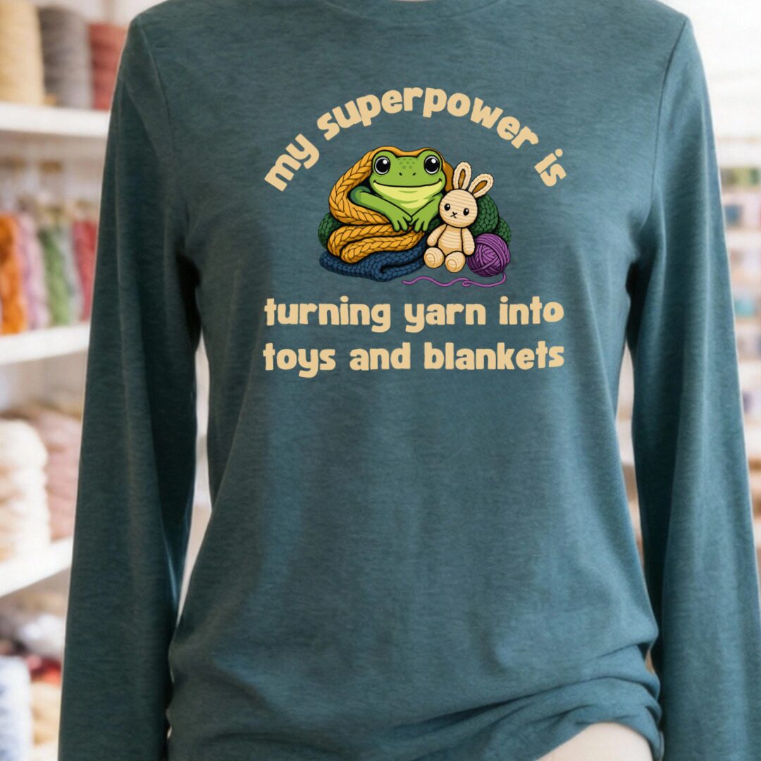 My Superpower Long Sleeve Tee Teal Blue t-shirt