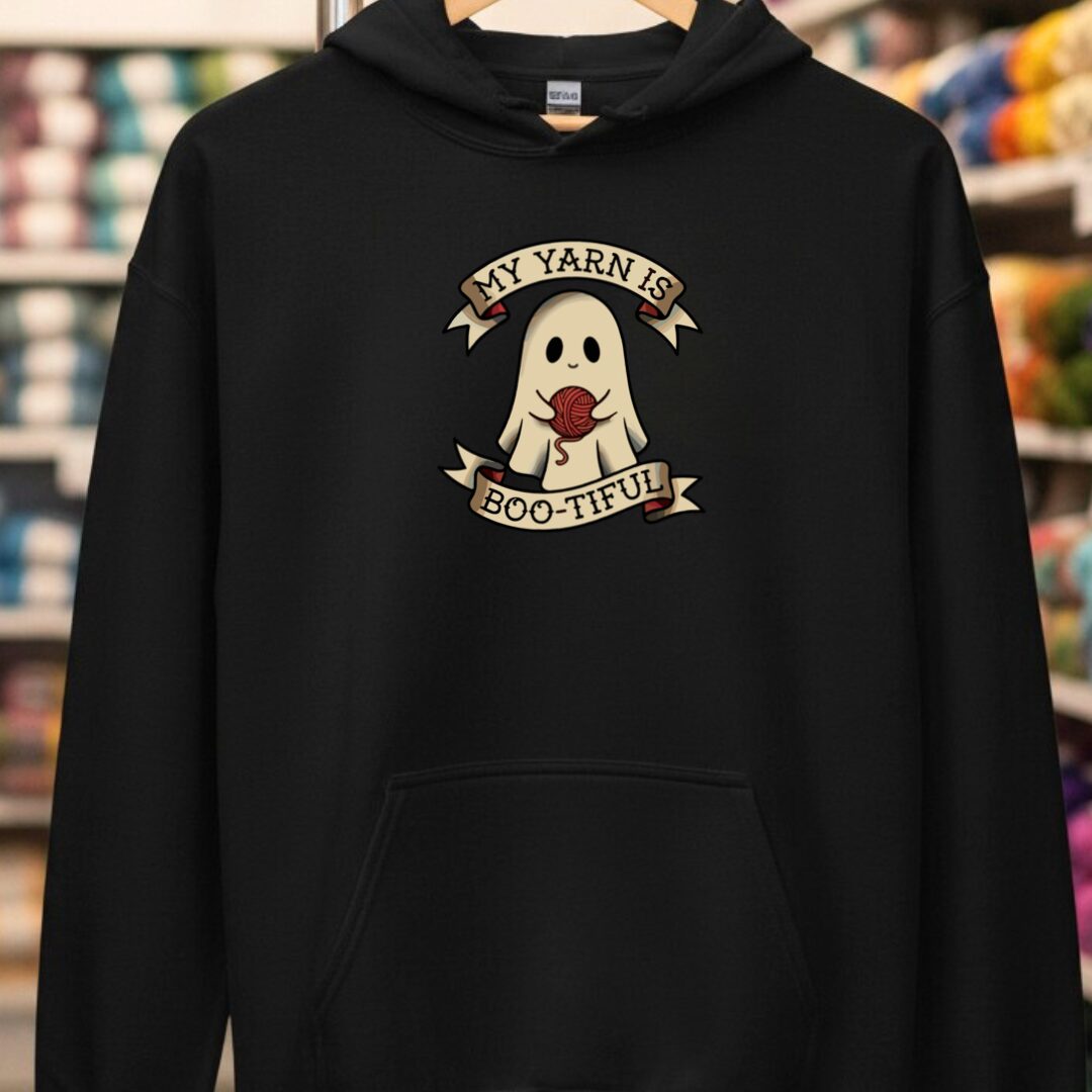 My Yarn Is bootiful Black Hoodie.jpg